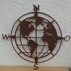 Gartenstab / Wandbild Kompass  - Weltkugel